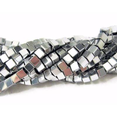 Hämatit 6x6 mm versilbert Würfel Strang – Schmuck basteln, Geschenkidee, Weihnachten