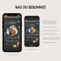 Digitale Einladung zur Einschulung animiert, personalisierte Einladungskarte zum Schulanfang, WhatsApp Canva-Vorlage Bild 2