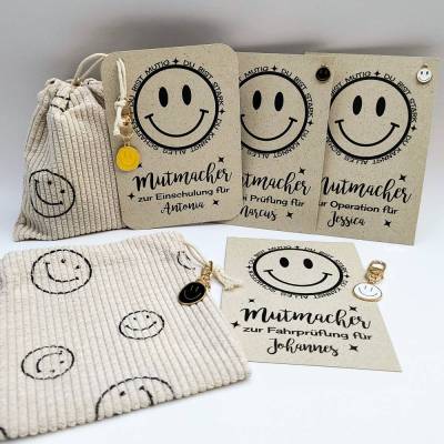 Mutmacher Karte für alle Anlässe – personalisiertes Geldgeschenk mit Smile Anhänger Schulwechsel