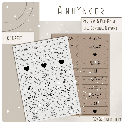 Hochzeit Geschenkanhänger Druckvorlage – DIY Anhänger & Tags zum Ausdrucken und Plotten
