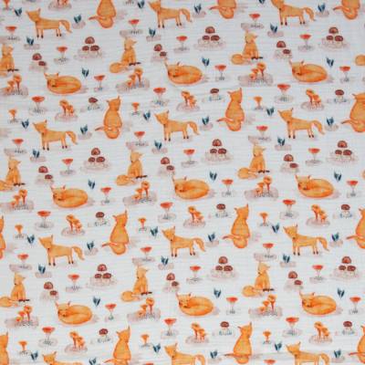 Musselin Double Gauze Füchse, weiß Oeko-Tex Standard 100 (1m/12,- €)