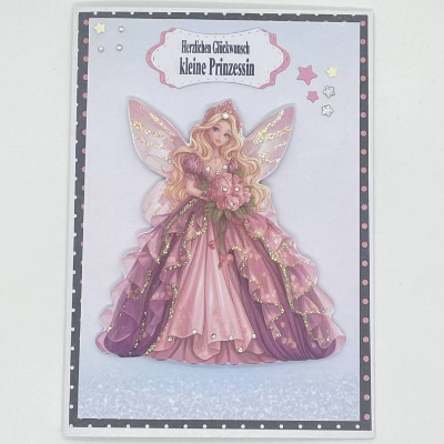 Personalisierte Glückwunschkarte Prinzessin – Handgefertigte Karte zum Kindergeburtstag für Mädchen