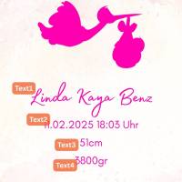 Mädchen Babykarte DIN A5 mit Storch personalisiert – Namen, Geburtsdaten & Gruß der Eltern Bild 2