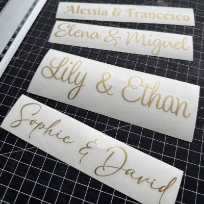 Personalisierte Vinyl-Aufkleber für Hochzeit, Verlobung Söz-/Nişan-Tepsisi – Namen, Initialen, Datum