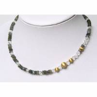 Collier Labradorit & Bergkristall – Silber 925 vergoldet – Handgefertigter Unikat Schmuck (€279.90)
