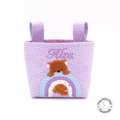 Lenkertasche für Laufrad, Roller & Dreirad – Katze am Regenbogen, wasserabweisend gefüttert