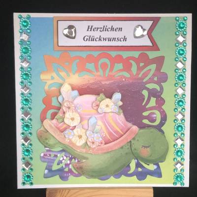 Geburtstagskarte Herzlichen Glückwunsch Schildkröte 3D Glückwunsch Karte für Kinder und Erwachsene