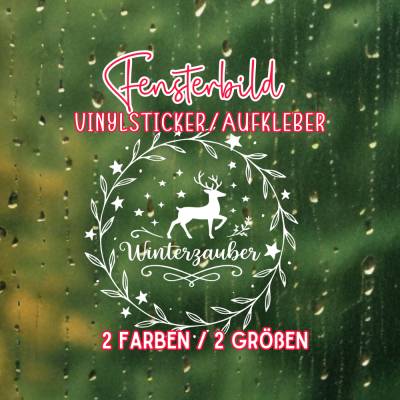 Fensterbild Kranz Aufkleber Winterzauber | Winterzeit Deko für Advent und Weihnachten, Exklusiv