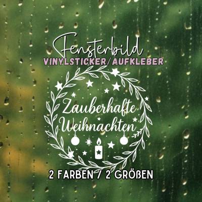 Fensterbild Kranz Aufkleber Zauberhafte Weihnachten | Winterzeit Deko für Advent und Weihnachten, Exklusiv