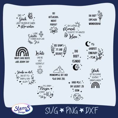 Deutsche Sprüche Plotterdatei · Positive Zitate SVG DXF PNG · Motivations Sprüche Datei · Inspirierende Laserdatei Gesch