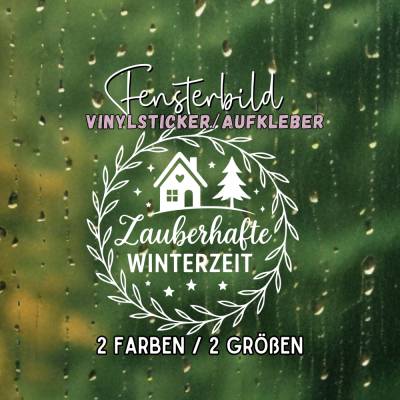 Fensterbild Kranz Aufkleber Zauberhafte | Winterzeit Deko für Advent und Weihnachten, Exklusiv