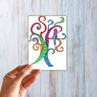 Illustration, Postkarte, Poster, Paradiesvogel, handgemalt, PDF Download Bild 3