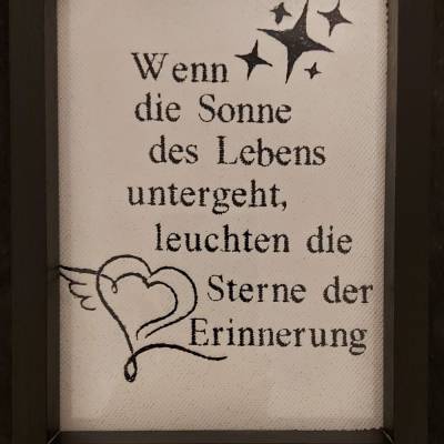 Stickdatei Trauerspruch wenn die Sonne untergeht für den 13x18 Rahmen