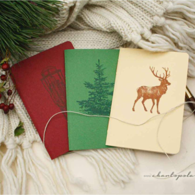 3er-Set Notizhefte „Weihnachtsträume“, handmade