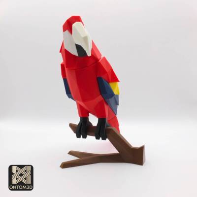 Low Poly Macaw Papagei 3D Puzzle – Magnetische Parrot Deko Figur, Handmade in Deutschland