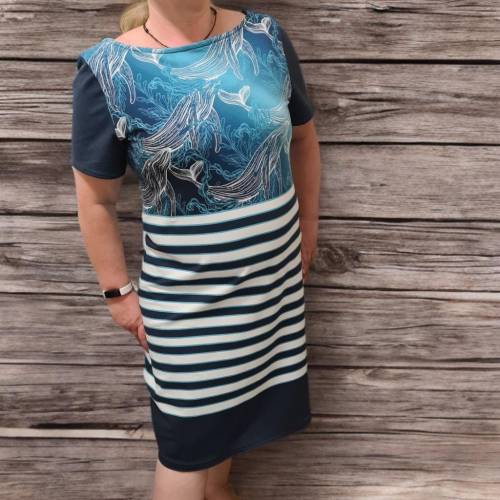 Sommerkleid Sweat mit maritimen Motiven, Gr. 42/44