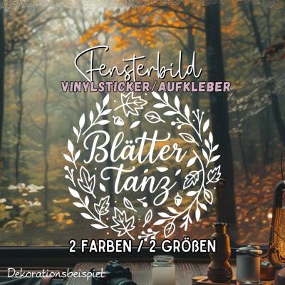 Herbstkranz Sticker Blättertanz saisonaler Aufkleber herbstliches Fensterbild Sticker exklusiv