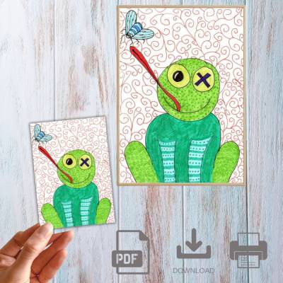 Illustration, Postkarte, Poster, Freddy Frosch, handgemalt, PDF Download