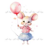 Mäuse-Clipart-Bundle (6 Aquarell-Illustrationen) für Printables, Sublimation, kommerzielle Nutzung Bild 2