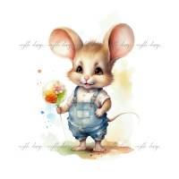 Mäuse-Clipart-Bundle (6 Aquarell-Illustrationen) für Printables, Sublimation, kommerzielle Nutzung Bild 3