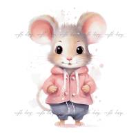 Mäuse-Clipart-Bundle (6 Aquarell-Illustrationen) für Printables, Sublimation, kommerzielle Nutzung Bild 5