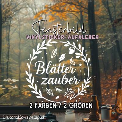 Herbstkranz Sticker Blätterzauber saisonaler Aufkleber herbstliches Fensterbild Sticker exklusiv