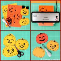 Halloween Girlande Basteln mit fröhlichen Kürbisgesichter Vorlagen zum Ausdrucken Bild 4