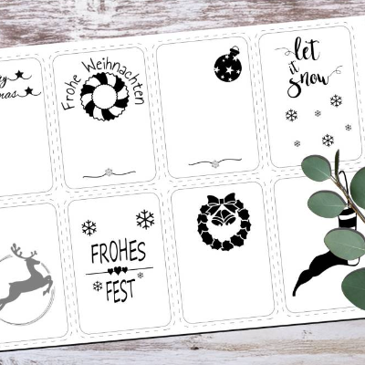 Frohe Weihnachten Karten 001 – Stilvolle PDF/PNG-Druckvorlage Din A4 für kreative DIY-Projekte