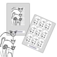 Postkarte, Poster, Illustration , Straßenkater Bande, handgemalt, PDF Download Bild 5