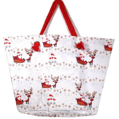 Shopper Einkaufstasche abwaschbar Nikolaus – Weihnachts-Tragetasche mit Rentieren & Schneeflocken