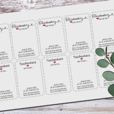 Taschenherz – Stilvolle PDF/PNG-Druckvorlage Din A4 für kreative DIY-Projekte