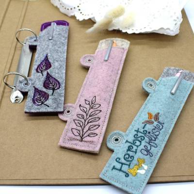 Stickdatei Herbst Etuis Stifteetui Ringbuch für einen oder zwei Kugelschreiber