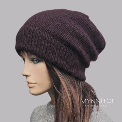 Strickmütze, Wolle, Mohair, weinrot, Beanie, Mütze, slouch, Wintermütze, gestrickt, bordeaux