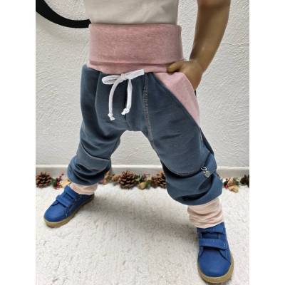 Warme Kinder Pumphose Wintersweat Gr.92-98 – Mitwachsend & Gemütlich für Mädchen, Blau