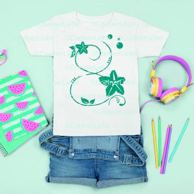 Bügelbild Zahl mit Blumen – personalisiertes Geburtstagsshirt, individualisierbar & verspielt