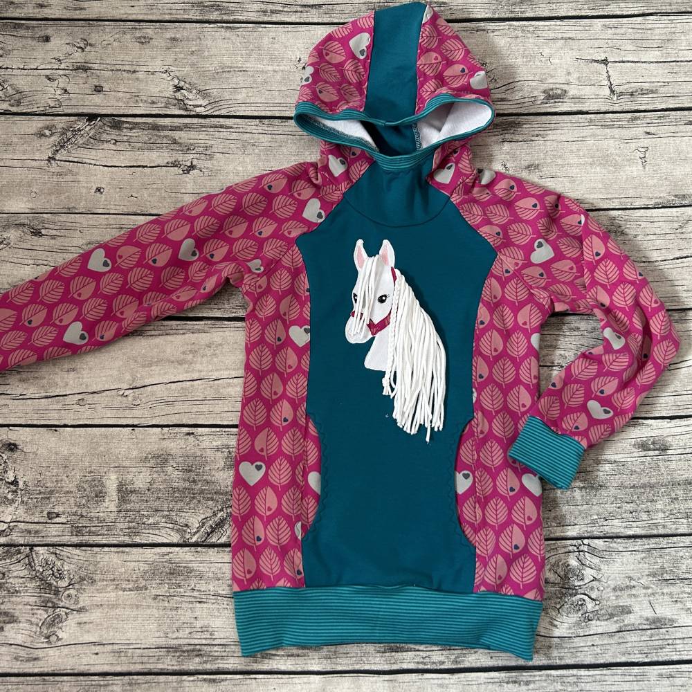 wunderschöner Hoodie Sweatshirt Pferd 3D Mähne Blätter