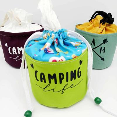 Klopapier Aufbewahrung Camping | Toilettenpapier Tasche Outdoor | Wasserabweisende Stoffhülle mit Kordelzug | Praktisch