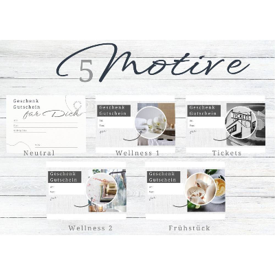 Geschenkgutschein, last minute Geschenk Weihnachten, Gutschein Vorlagen zum ausdrucken, 5 Motive