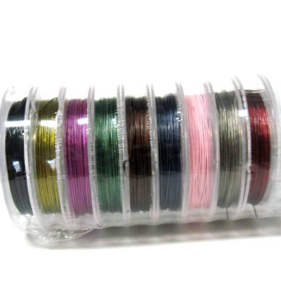 10 Stück Set Stahlseide/Schmuckdraht 0,38 mm auf 10 M, Spule 0,19 EUR/M