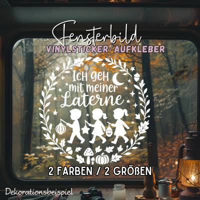 Fensterbild Aufkleber Laterne gehen, St. Martin Halloween Herbstzeit Deko, Herbstlicher Aufkleber Laterne gehen , Herbst