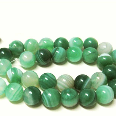 Achat Grün Perlen gestreift rund 10 mm Kugel Edelstein Strang