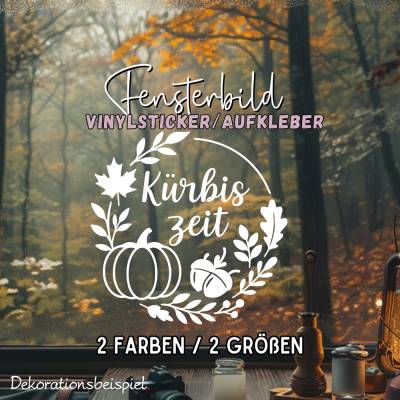 Herbstkranz Kürbiszeit Sticker saisonaler Aufkleber herbstliches Fensterbild Sticker exklusiv