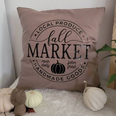 Herbstliches Kissen, Pumpkin, Fall Market, Farmhouse Skandi Herbst Deko, Kissen braun