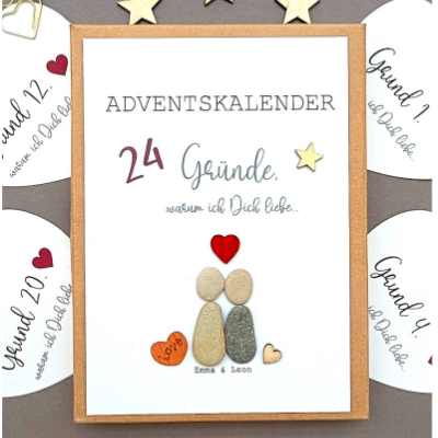 Adventskalender Liebe für Paare – Personalisierter Adventskalender DIY mit Herzbotschaften
