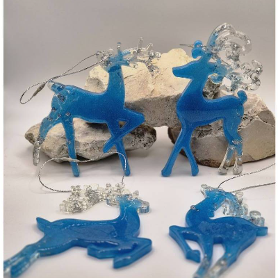 Rentier Anhänger 4er Set Frozen Blue