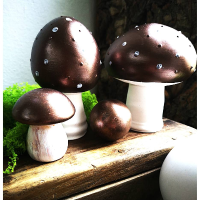 Handbemalte Keramikpilze – Individuelle Herbst- & Weihnachtsdeko in Wunschfarbe und Größe