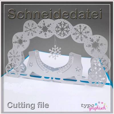 Plotterdatei 3D-Karte Schlittschuhe – Winterliche Pop-up Karte SVG für Cricut & Silhouette