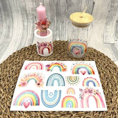 Rub-On I Rubon, REGENBOGEN, A5, randlos, bunt/farbig, Rubon, Rub Ons, z.B. f. Raysin / Keraflott  -weitere im Shop!