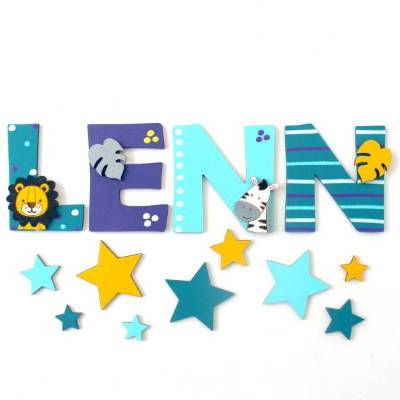Holzbuchstaben Kinderzimmer mit Tieren – Dschungeltiere, Waldtiere – personalisierbar, individualisierbar