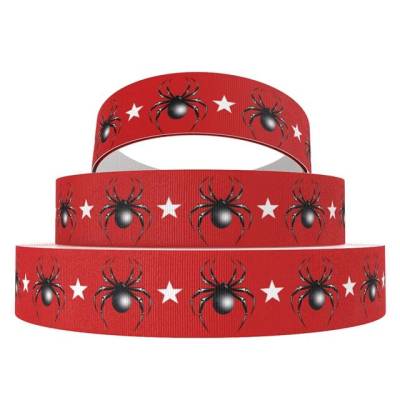 Ripsband Spinnen verschiedene Breiten – Geschenkband mit Spinnenmuster Halloween